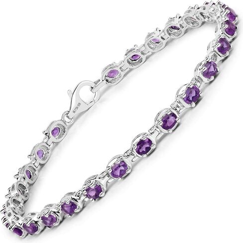 Huang and Co. Genuine Morganite, Amethyst, Garnet, Peridot, Tanzanite, Blue Topaz, Opal Gemstone Birthstone Tennis Bracelet 925 Sterling Silver Rhodium Plated Jewelry Birthday Gifts For Women in Saudi Arabia