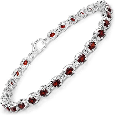 Huang and Co. Genuine Morganite, Amethyst, Garnet, Peridot, Tanzanite, Blue Topaz, Opal Gemstone Birthstone Tennis Bracelet 925 Sterling Silver Rhodium Plated Jewelry Birthday Gifts For Women in Saudi Arabia