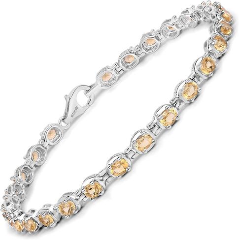 Huang and Co. Genuine Morganite, Amethyst, Garnet, Peridot, Tanzanite, Blue Topaz, Opal Gemstone Birthstone Tennis Bracelet 925 Sterling Silver Rhodium Plated Jewelry Birthday Gifts For Women in Saudi Arabia
