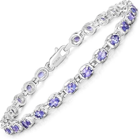 Huang and Co. Genuine Morganite, Amethyst, Garnet, Peridot, Tanzanite, Blue Topaz, Opal Gemstone Birthstone Tennis Bracelet 925 Sterling Silver Rhodium Plated Jewelry Birthday Gifts For Women in Saudi Arabia