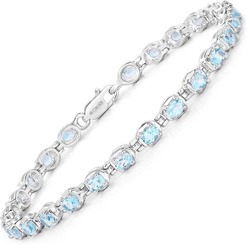 Huang and Co. Genuine Morganite, Amethyst, Garnet, Peridot, Tanzanite, Blue Topaz, Opal Gemstone Birthstone Tennis Bracelet 925 Sterling Silver Rhodium Plated Jewelry Birthday Gifts For Women in Saudi Arabia