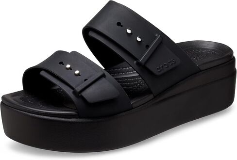Crocs Women's Low Wedge Brooklyn Woven Buckle Black, 11 in Saudi Arabia