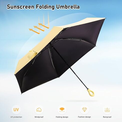 Lightweight Travel Umbrella with Cute Handle Design,Windproof and Rainproof Manual Folding for Women Daily Use in Saudi Arabia