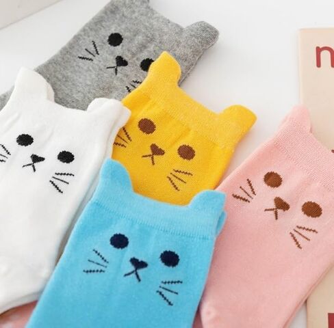 Women’s Cat Crew Socks Cute Animal Novelty Socks Funny Ear Claw Paw Gifts for Lovers Birthday Stocking School Girl Daily Sock in Saudi Arabia