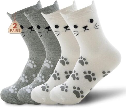 Women’s Cat Crew Socks Cute Animal Novelty Socks Funny Ear Claw Paw Gifts for Lovers Birthday Stocking School Girl Daily Sock in Saudi Arabia