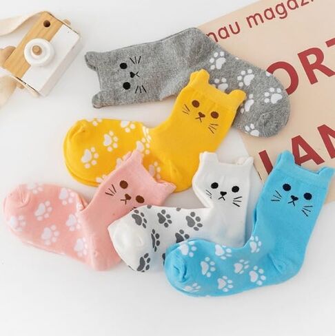 Women’s Cat Crew Socks Cute Animal Novelty Socks Funny Ear Claw Paw Gifts for Lovers Birthday Stocking School Girl Daily Sock in Saudi Arabia