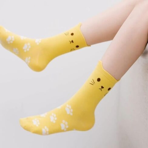 Women’s Cat Crew Socks Cute Animal Novelty Socks Funny Ear Claw Paw Gifts for Lovers Birthday Stocking School Girl Daily Sock in Saudi Arabia