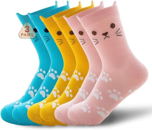 Women’s Cat Crew Socks Cute Animal Novelty Socks Funny Ear Claw Paw Gifts for Lovers Birthday Stocking School Girl Daily Sock in Saudi Arabia
