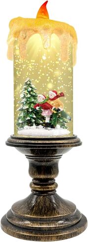 Christmas Snow Globe Lantern, Vintage Window-Style Water Lantern with Music, Glitter Swirl & 6H Timer, Santa Sleigh Scene, USB or Battery Powered Holiday Décor in Saudi Arabia