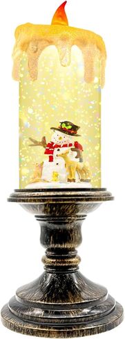 Christmas Snow Globe Lantern, Vintage Window-Style Water Lantern with Music, Glitter Swirl & 6H Timer, Santa Sleigh Scene, USB or Battery Powered Holiday Décor in Saudi Arabia