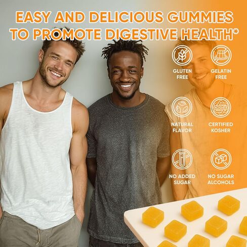 صمغ ألياف البريبايوتك النظيفة للرجال، نكهة الخوخ، صمغ ألياف ما قبل + البروبيوتيك، خالية من السكر، دعم صحة الأمعاء، تحسين الهضم، علكة دعم تنظيف الجهاز الهضمي للرجال، 60 قطعة (1) in Kuwait