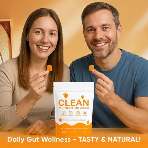 صمغ ألياف البريبايوتك النظيفة للرجال، نكهة الخوخ، صمغ ألياف ما قبل + البروبيوتيك، خالية من السكر، دعم صحة الأمعاء، تحسين الهضم، علكة دعم تنظيف الجهاز الهضمي للرجال، 60 قطعة (1) in Kuwait