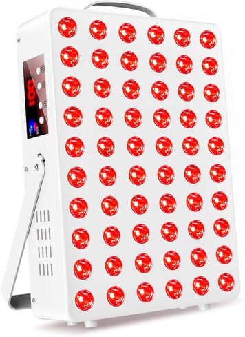 لوحة العلاج بالضوء الأحمر من تشولاس للوجه والجسم، 150 وات مع 60 مصباح LED مزدوج الشريحة، ضوء أحمر 660 نانومتر و850 نانومتر بالقرب من الأشعة تحت الحمراء، 3 أوضاع سطوع ومؤقت قابل للتعديل، للعناية بالبشرة والاسترخاء (أبيض) in Kuwait