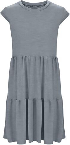 Summer Dresses for Women 2026 Trendy Cap Sleeve Sundress Pleated Tiered Swing Beach Vacation Mini Dress with Pockets in Saudi Arabia