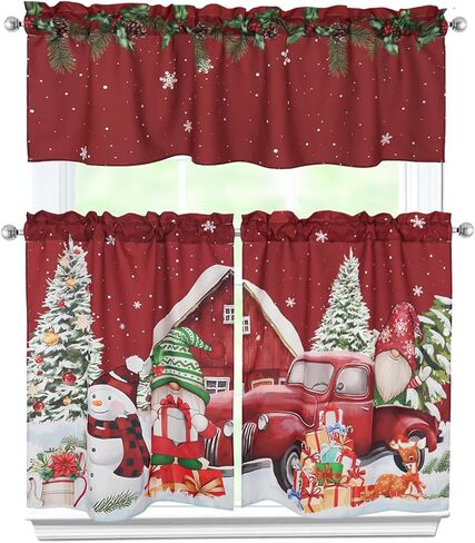 St. Patrick's Day Kitchen Curtains 3 Piece Set Shamrock Curtains Valance & Tiers 36 Inch Short Window Curtain for Kitchen Home Indoor Cafe Over Sink Window Irish-Themed Decor in Saudi Arabia