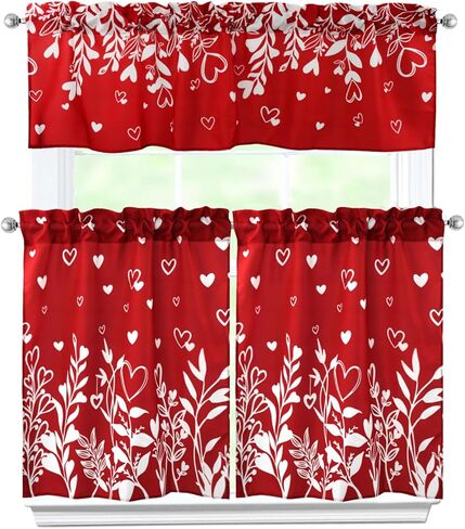 St. Patrick's Day Kitchen Curtains 3 Piece Set Shamrock Curtains Valance & Tiers 36 Inch Short Window Curtain for Kitchen Home Indoor Cafe Over Sink Window Irish-Themed Decor in Saudi Arabia