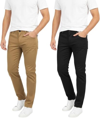 BenBen Men Chino Pants Casual Slim Fit Cotton Dressy Classic Uniform Wear - 2 Pack in Saudi Arabia
