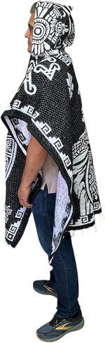 EMISA HOODED ADULT AZTECA PONCHO, CALENDARIO AZTECA, GABAN, MADE IN MEXICO in Saudi Arabia