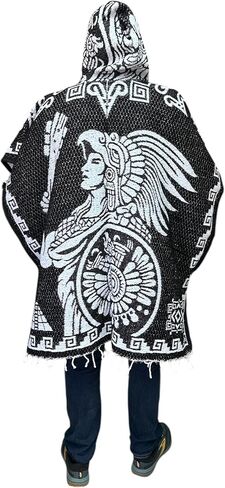 EMISA HOODED ADULT AZTECA PONCHO, CALENDARIO AZTECA, GABAN, MADE IN MEXICO in Saudi Arabia