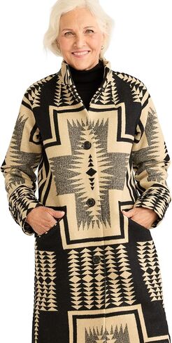 Pendleton Women's Timberline Wool Coat, Blanket-Weight Coat - Black/Tan Harding in Saudi Arabia