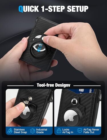 Airtag Wallet for Men, Mens Smart Wallet for Air Tag RFID Blocking, Minimalist Bifold Pop Up Aluminum Credit Card Case Holder 9-13 Cards with ID Window & Stretchable Cash Slot, No Airtag Included in Saudi Arabia