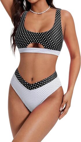 SUUKSESS Women Cutout Color Block Bikini Sets Sexy High Cut 2 Piece Bathing Suit in Saudi Arabia