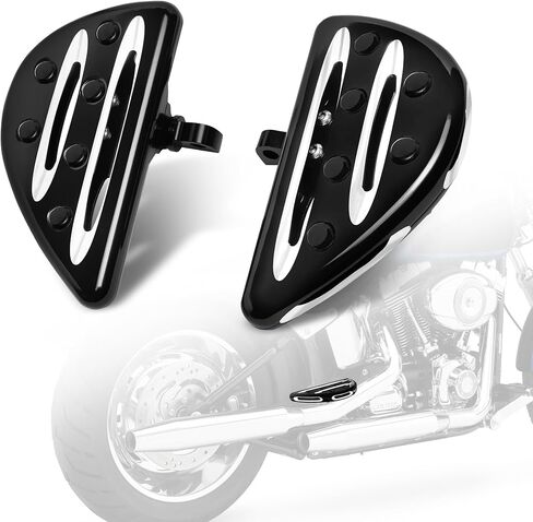 Goldfire 1 Pair Motorcycle Foot Pegs CNC Cut Front & Rear Foot Pegs Foot Rests Compatibility For Dyna Sportster FLFB FLSTF Iron 883 Softail Street Glide(Black Passenger Floorboards) in Kuwait