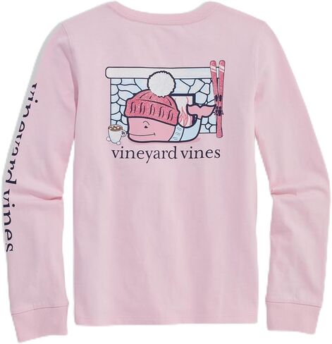 تي شيرت Vineyard Vines للفتيات من Apres Ski Cocoa Whale بأكمام طويلة وجيب in Saudi Arabia