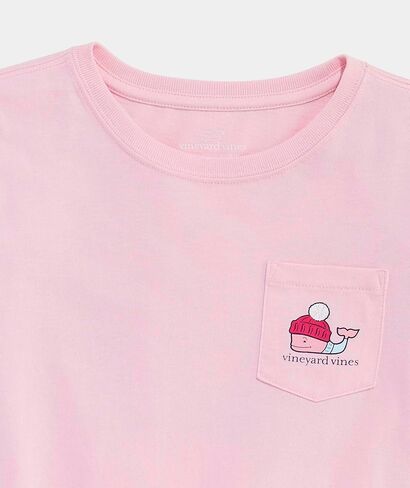 تي شيرت Vineyard Vines للفتيات من Apres Ski Cocoa Whale بأكمام طويلة وجيب in Kuwait
