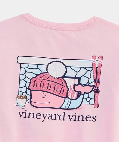 تي شيرت Vineyard Vines للفتيات من Apres Ski Cocoa Whale بأكمام طويلة وجيب in Kuwait