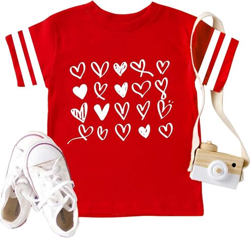 Toddler Valentines Day Shirt for Boys Girls: Valentine Heart Graphic Tshirts Kids Valentine's Day Outfit Love Heart Tee in Saudi Arabia