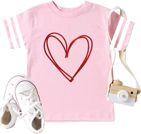 Toddler Valentines Day Shirt for Boys Girls: Valentine Heart Graphic Tshirts Kids Valentine's Day Outfit Love Heart Tee in Saudi Arabia