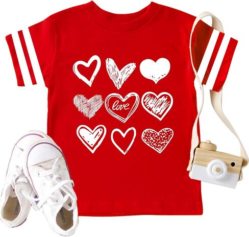 Toddler Valentines Day Shirt for Boys Girls: Valentine Heart Graphic Tshirts Kids Valentine's Day Outfit Love Heart Tee in Saudi Arabia