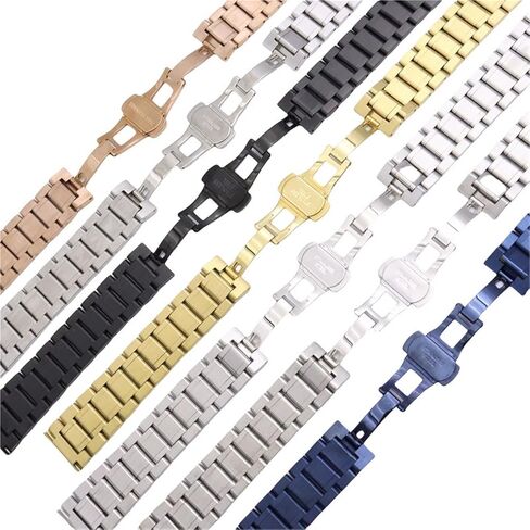 Metal Watch Strap Stainless Steel Folding Clasp Wristband Adjustable Unisex in Saudi Arabia
