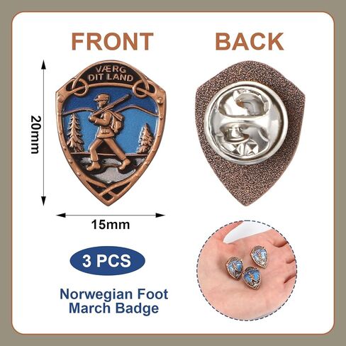 3 Pcs Norwegian Foot March Badge Bronze 0.8in Foot March Lapel Pin Cute Enamel Accessory for Backpacks, Hats, Bags Jackets Decor, Brooch with Soldier Imager for Costumes, Backpack Pins in Saudi Arabia