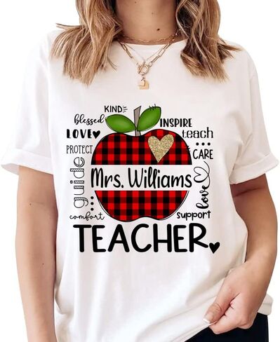 NAZENTI Personalized Teacher Shirts, Teacher Gifts, Back to School Shirt, Preschool Teacher Shirts in Saudi Arabia