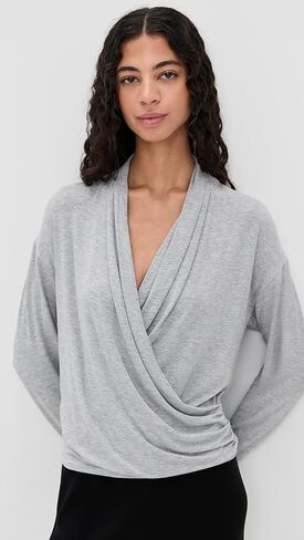 Vince Women's Relaxed Long Sleeve Fixed Wrap Top in Saudi Arabia