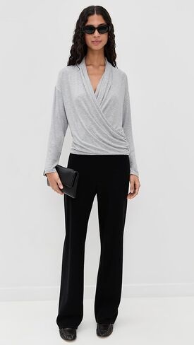 Vince Women's Relaxed Long Sleeve Fixed Wrap Top in Saudi Arabia