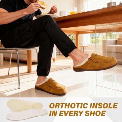 Orthopedic Arch Support Slippers for Men Moccasin Loafer Style | Orthotic Support for Plantar Fasciitis, Indoor Outdoor House Slippers for Bedroom Living Room in Saudi Arabia