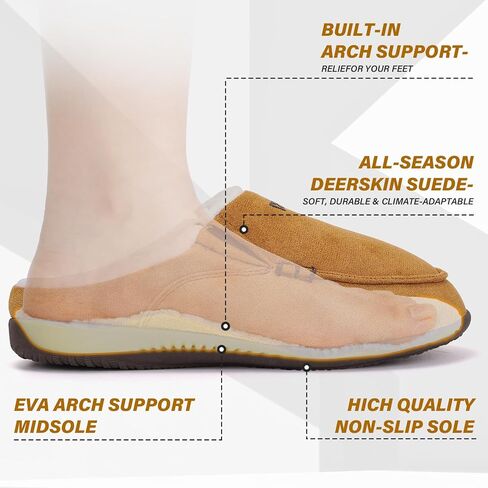 Orthopedic Arch Support Slippers for Men Moccasin Loafer Style | Orthotic Support for Plantar Fasciitis, Indoor Outdoor House Slippers for Bedroom Living Room in Saudi Arabia