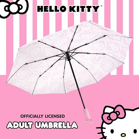 Hello Kitty Expression Umbrella, Compact Auto Open and Close, Durable Frame, Matching Sleeve, White Pink in Saudi Arabia