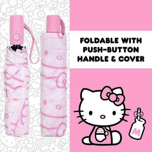 Hello Kitty Expression Umbrella, Compact Auto Open and Close, Durable Frame, Matching Sleeve, White Pink in Saudi Arabia