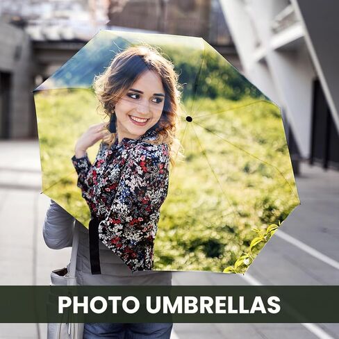 مظلة CanvasChamp مخصصة مع صورة ونص - مظلة قابلة للطي مخصصة للشمس والمطر والسفر in Kuwait