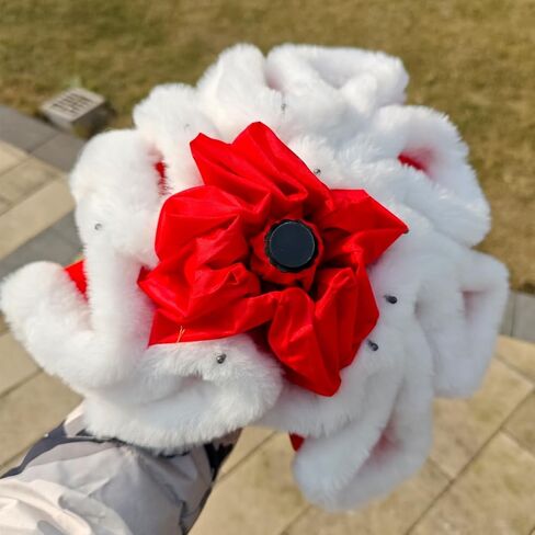 Christmas Decorative Umbrella Plush Red Umbrella Folding Umbrella Santa Claus Stage Prop Accessories ﻿ in Saudi Arabia