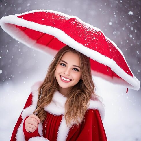 Christmas Decorative Umbrella Plush Red Umbrella Folding Umbrella Santa Claus Stage Prop Accessories ﻿ in Saudi Arabia