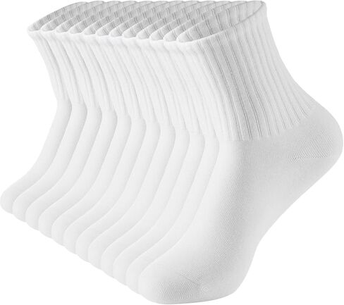 White Above Ankle Socks Soft Premium Cotton Women Crew Socks Breathable-6 Pairs in Saudi Arabia