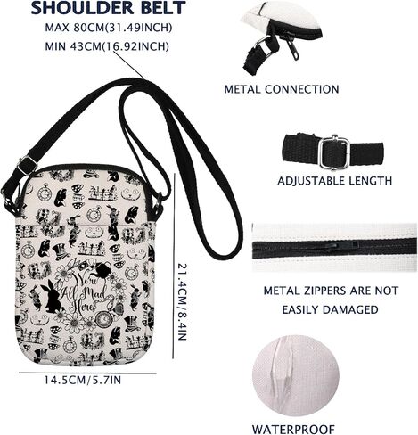VAMSII We're All Mad Here Alice Crossbody Bag Wonderland Alice Fairy Tale Fans Gift in Kuwait