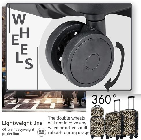 Luggage PC hard shell suitcase Double Rotating Wheel Expandable Suitcase 4 piece set(14in20in24in28in) Leopard Print Luggage in Saudi Arabia