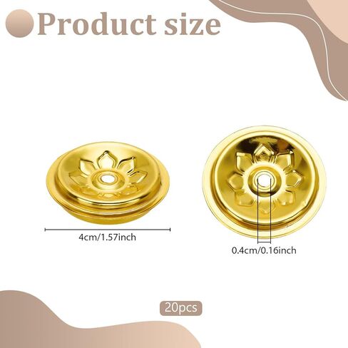 WEBEEDY 20 Pcs Gold Oil Lamp Floating Wick Holder Metal Lotus Floating Candle Wicks Disc Holder Oil Lamp Parts Kerosene Wick Holder for Temple Buddhist Supplies Table Centerpiece, 4cm/1.6'' in Saudi Arabia