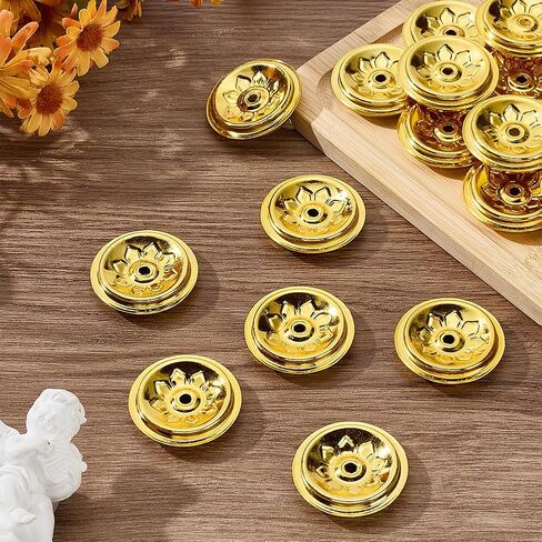 WEBEEDY 20 Pcs Gold Oil Lamp Floating Wick Holder Metal Lotus Floating Candle Wicks Disc Holder Oil Lamp Parts Kerosene Wick Holder for Temple Buddhist Supplies Table Centerpiece, 4cm/1.6'' in Saudi Arabia